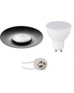 LED Spot Set - Pragmi Luno Pro - Waterdicht IP65 - GU10 Fitting - Inbouw Rond - Mat Zwart - 4W - Warm Wit 3000K - Ø82mm