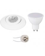 LED Spot Set - Pragmi Nivas Pro - GU10 Fitting - Inbouw Rond - Mat Wit - 4W - Warm Wit 3000K - Trimless - Kantelbaar - Ø150mm