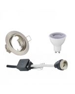 LED Spot Set - Trion - GU10 Fitting - Dimbaar - Inbouw Rond - Mat Nikkel - 6W - Helder/Koud Wit 6400K - Kantelbaar Ø83mm