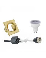 LED Spot Set - Trion - GU10 Fitting - Dimbaar - Inbouw Vierkant - Mat Goud - 6W - Helder/Koud Wit 6400K - Kantelbaar 80mm