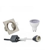 LED Spot Set - Trion - GU10 Fitting - Dimbaar - Inbouw Vierkant - Mat Nikkel - 6W - Natuurlijk Wit 4200K - Kantelbaar 80mm