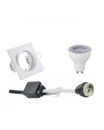 LED Spot Set - Trion - GU10 Fitting - Dimbaar - Inbouw Vierkant - Mat Wit - 6W - Helder/Koud Wit 6400K - Kantelbaar 80mm