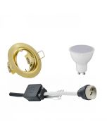 LED Spot Set - Trion - GU10 Fitting - Inbouw Rond - Mat Goud - 6W - Warm Wit 3000K - Kantelbaar Ø83mm