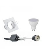 LED Spot Set - Trion - GU10 Fitting - Inbouw Vierkant - Mat Wit - 6W - Warm Wit 3000K - Kantelbaar 80mm