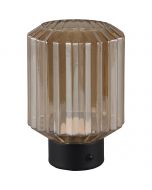 LED Tafellamp - Trion Doli - 1.5W - Warm Wit 3000K - Oplaadbare batterijen - Mat Zwart - Metaal - Amber Glas 1