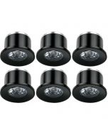 LED Veranda Spot Verlichting 6 Pack - 1W - Warm Wit 3000K - Inbouw - Rond - Mat Zwart - Aluminium - Ø31mm