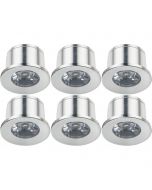 LED Veranda Spot Verlichting 6 Pack - 1W - Warm Wit 3000K - Inbouw - Dimbaar - Rond - Mat Zilver - Aluminium - Ø31mm