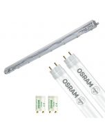 LED Waterdichte TL Armatuur met T8 Buizen - Velvalux Strela - 150cm - Dubbel - Koppelbaar - Waterdicht IP65 - OSRAM - SubstiTUBE Value EM 865 - 38.2W - Helder/Koud Wit 6500K | Vervangt 116W