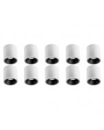 Opbouwspot 10 Pack - Pragmi Cliron Pro - GU10 Fitting - Opbouw Rond - Mat Wit/Zwart - Aluminium - Verdiept - Ø90mm