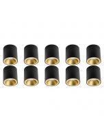 Opbouwspot 10 Pack - Pragmi Cliron Pro - GU10 Fitting - Opbouw Rond - Mat Zwart/Goud - Aluminium - Verdiept - Ø90mm