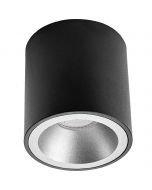 Opbouwspot GU10 - Pragmi Cliron Pro - Opbouw Rond - Mat Zwart/Zilver - Aluminium - Verdiept - Ø90mm