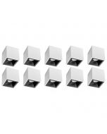 Opbouwspot 10 Pack - Pragmi Cliron Pro - GU10 Fitting - Opbouw Vierkant - Mat Wit/Zwart - Aluminium - Verdiept - Ø90mm