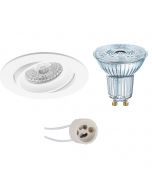 OSRAM - LED Spot Set - Parathom PAR16 927 36D - Pragmi Delton Pro - GU10 Fitting - Dimbaar - Inbouw Rond - Mat Wit - 3.7W - Warm Wit 2700K - Kantelbaar - Ø82mm