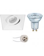 OSRAM - LED Spot Set - Parathom PAR16 927 36D - Pragmi Nivas Pro - GU10 Fitting - Dimbaar - Inbouw Vierkant - Mat Wit - 3.7W - Warm Wit 2700K - Trimless - Kantelbaar - 150mm