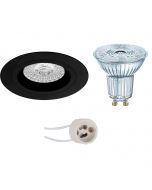 OSRAM - LED Spot Set - Parathom PAR16 927 36D - Pragmi Rodos Pro - GU10 Fitting - Dimbaar - Inbouw Rond - Mat Zwart - 3.7W - Warm Wit 2700K - Ø93mm