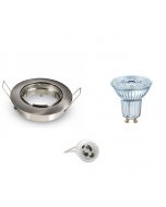 OSRAM - LED Spot Set - Parathom PAR16 927 36D - GU10 Fitting - Dimbaar - Inbouw Rond - Mat Chroom - 5.5W - Warm Wit 2700K - Kantelbaar Ø82mm