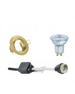 OSRAM - LED Spot Set - Parathom PAR16 930 36D - GU10 Fitting - Dimbaar - Inbouw Rond - Mat Goud - 3.7W - Warm Wit 3000K - Kantelbaar Ø83mm