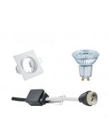 OSRAM - LED Spot Set - Parathom PAR16 930 36D - GU10 Fitting - Dimbaar - Inbouw Vierkant - Mat Wit - 5.5W - Warm Wit 3000K - Kantelbaar 80mm