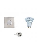 OSRAM - LED Spot Set - Parathom PAR16 940 36D - GU10 Fitting - Waterdicht IP65 - Dimbaar - Inbouw Vierkant - Mat Chroom - 5.5W - Natuurlijk Wit 4000K - 82mm