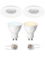 PHILIPS HUE - LED Spot Set GU10 - White Ambiance - Bluetooth - Pragmi Rodos Pro - Inbouw Rond - Mat Wit - Ø93mm