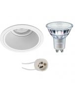 PHILIPS - LED Spot Set - MASTER 927 36D VLE - Pragmi Minko Pro - GU10 Fitting - DimTone Dimbaar - Inbouw Rond - Mat Wit - 3.7W - Warm Wit 2200K-2700K - Verdiept - Ø90mm