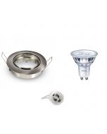 PHILIPS - LED Spot Set - SceneSwitch 827 36D - GU10 Fitting - Dimbaar - Inbouw Rond - Mat Chroom - 1.5W-5W - Warm Wit 2200K-2700K - Kantelbaar Ø82mm