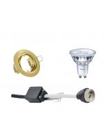 PHILIPS - LED Spot Set - SceneSwitch 827 36D - GU10 Fitting - Dimbaar - Inbouw Rond - Mat Goud - 1.5W-5W - Warm Wit 2200K-2700K - Kantelbaar Ø83mm