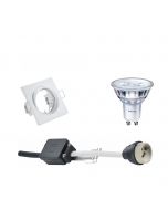 PHILIPS - LED Spot Set - SceneSwitch 827 36D - GU10 Fitting - Dimbaar - Inbouw Vierkant - Mat Wit - 1.5W-5W - Warm Wit 2200K-2700K - Kantelbaar 80mm