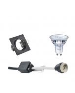 PHILIPS - LED Spot Set - SceneSwitch 827 36D - GU10 Fitting - Dimbaar - Inbouw Vierkant - Mat Zwart - 1.5W-5W - Warm Wit 2200K-2700K - Kantelbaar 80mm