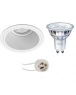 PHILIPS - LED Spot Set - SceneSwitch 827 36D - Pragmi Minko Pro - GU10 Fitting - Dimbaar - Inbouw Rond - Mat Wit - 1.5W-5W - Warm Wit 2200K-2700K - Verdiept - Ø90mm