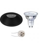 PHILIPS - LED Spot Set - SceneSwitch 827 36D - Pragmi Pollon Pro - GU10 Fitting - Dimbaar - Inbouw Rond - Mat Zwart - 1.5W-5W - Warm Wit 2200K-2700K - Verdiept - Ø82mm