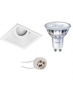 PHILIPS - LED Spot Set - SceneSwitch 827 36D - Pragmi Zano Pro - GU10 Fitting - Dimbaar - Inbouw Vierkant - Mat Wit - 1.5W-5W - Warm Wit 2200K-2700K - Kantelbaar - 93mm