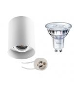 PHILIPS - Opbouwspot Set - SceneSwitch 827 36D - Pragmi Luxina Pro - GU10 Fitting - Dimbaar - Opbouw Rond - Mat Wit - 1.5W-5W - Warm Wit 2200K-2700K - Verdiept - Kantelbaar - Ø90mm