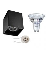 PHILIPS - Opbouwspot Set - SceneSwitch 827 36D - Pragmi Luxina Pro - GU10 Fitting - Dimbaar - Opbouw Vierkant - Mat Zwart - 1.5W-5W - Warm Wit 2200K-2700K - Verdiept - Kantelbaar - 90mm