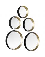 Spiegel Set - Trion Vivo - 25x25 - 5 Stuks Hangspiegels in Frame - Zwart/Goud