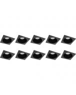 Spot Armatuur 10 Pack - Pragmi Minko Pro - GU10 Fitting - Inbouw Vierkant - Mat Zwart - Aluminium - Verdiept - Ø90mm