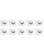 Spot Armatuur 10 Pack - Pragmi Rodos Pro - GU10 Fitting - Inbouw Vierkant - Mat Wit - Aluminium - 93mm