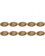 Spot Armatuur 10 Pack - Pragmi Delton Pro - GU10 Fitting - Inbouw Rond - Mat Goud - Aluminium - Kantelbaar - Ø82mm