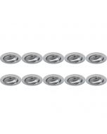 Spot Armatuur 10 Pack - Pragmi Delton Pro - GU10 Fitting - Inbouw Rond - Mat Zilver - Aluminium - Kantelbaar - Ø82mm