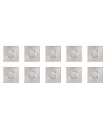 Spot Armatuur GU10 10 Pack - Waterdicht IP65 - Inbouw Vierkant - Mat Chroom Aluminium/Glas - 82mm