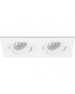 Spot Armatuur GU10 - Pragmi Borny Pro - Inbouw Rechthoek Dubbel - Mat Wit - Aluminium - Kantelbaar - 175x92mm