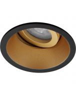 Spot Armatuur GU10 - Pragmi Zano Pro - Inbouw Rond - Mat Zwart/Goud - Aluminium - Kantelbaar - Ø93mm