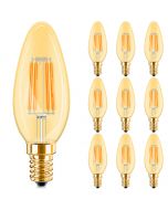 Voordeelpak 10x LED Lamp E14 Kaars Filament - Brinton - Amber 4W 360lm - 822 Zeer Warm Wit 2200K - C35 - Dimbaar | Vervangt 32W