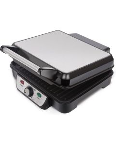 Contactgrill - Tosti Apparaat - Tosti Ijzer - Aigi Cale - Cool Touch - RVS - Zwart/Zilver