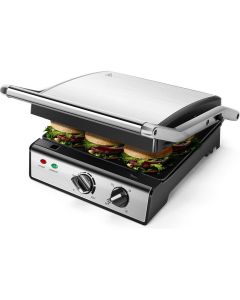 Contactgrill - Tosti Apparaat - Tosti Ijzer - Aigi Mixo - Cool Touch - Timer - RVS - Zwart