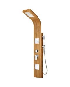 Douchepaneel - Douchekolom - Douchezuil - Leoni Krim - 150x22cm - Thermostatisch - RVS - Bamboe