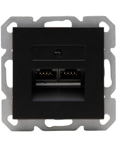 KOPP - UTP RJ45 Stopcontact - Athenis HK07 - Wandcontactdoos - Inbouw - 2-voudig UTP CAT6 - Mat Zwart