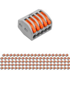 Lasklem - Verbindingsklem - 100 Stuks - 5 Polig met Klemmetjes - Grijs/Oranje