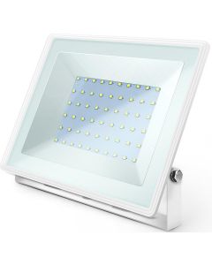 LED Bouwlamp 50 Watt - LED Schijnwerper - Aigi Iglo - Helder/Koud Wit 6400K - Waterdicht IP65 - Mat Wit - Aluminium