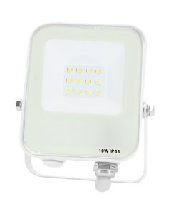 LED Bouwlamp - LED Schijnwerper - Aigi Rekan - 10 Watt - Helder/Koud Wit 6500K - Waterdicht IP65 - Rechthoek - Mat Wit - Aluminium